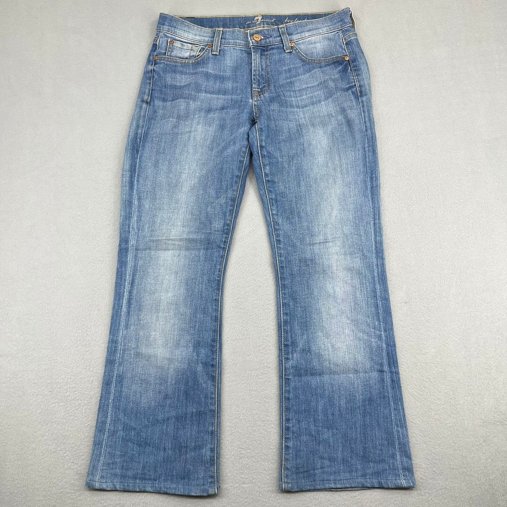 7 For All Mankind Womens Bootcut Jeans Medium Wash Blue Denim Size 28